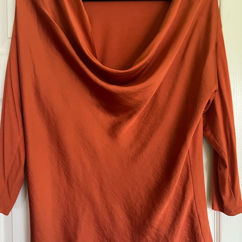 Vince Camuto Rust Orange Cowl Neck Blouse